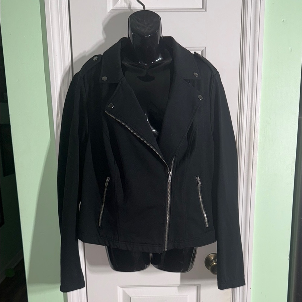 Torrid Black Insider Collection Essential Moto Ponte Fringe Back Jacket Size 2X